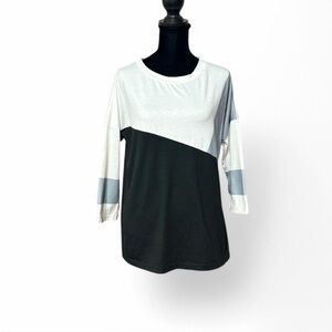 EXCLUSIVE Color Block and Wite Women's Top L